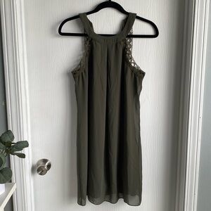 Olive Green High Neck Dress